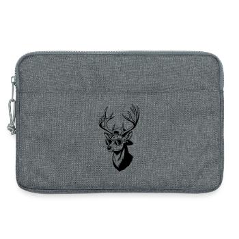 Hipster Hirsch mit Sonnenbrille - Laptoptasche 13" - Grau meliert - Vorne