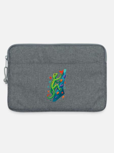 Bouldern Gecko Klettertier Klettern Echse Geschenk - Laptoptasche 13" - Grau meliert