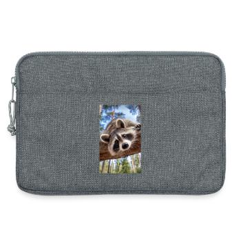 Neugieriger Waschbär am Baumast - Laptoptasche 13" - Grau meliert - Vorne