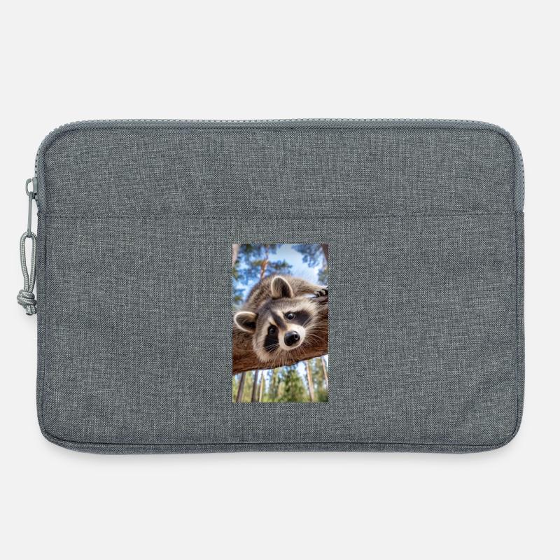 Neugieriger Waschbär am Baumast - Laptoptasche 13" - Grau meliert