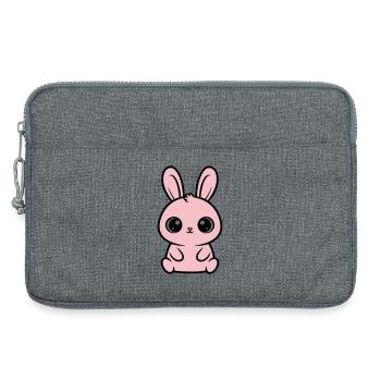 Kawaii Bunny Grands Yeux Roses Mignons - Sacoche pour ordinateur portable 13 pouces - gris chiné - Devant