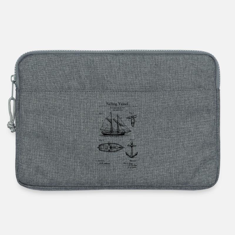 Klassisches Segelschiff-Bauplan - Laptoptasche 13" - Grau meliert
