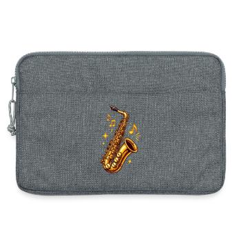 Goldener Saxophon Jazz Illustration - Laptoptasche 13" - Grau meliert - Vorne