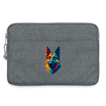 Low Poly Geometric German Shepherd Dog - Laptoptasche 13" - Grau meliert - Vorne