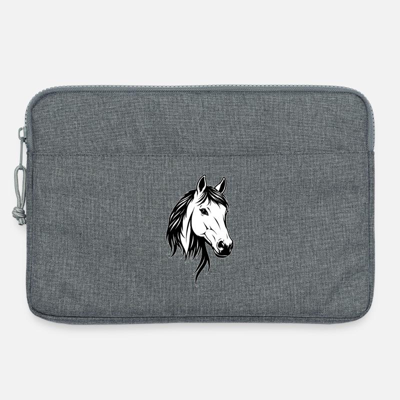 Pferdekopf Schwarz-Weiß - Laptoptasche 13" - Grau meliert