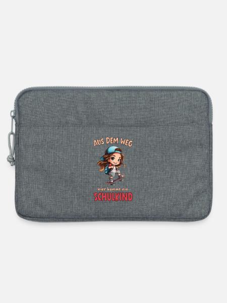 Schulkind Skateboard Cartoon Mädchen - Laptoptasche 13" - Grau meliert
