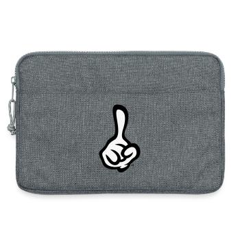Erhobener Zeigefinger (Finger / Rechte Hand / 2C) - Laptoptasche 13" - Grau meliert - Vorne