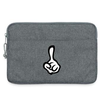 Erhobener Zeigefinger (Finger / Linke Hand / 2C) - Laptoptasche 13" - Grau meliert - Vorne