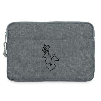 Cerf et chevreuil avec cœur - Sacoche pour ordinateur portable 13 pouces - gris chiné - Devant