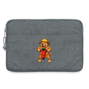 Dog Construction Worker With Jackhammer - Laptop bag 13" - heather grey - Front