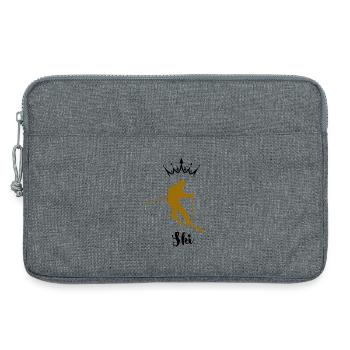 Goldener Skifahrer - Laptoptasche 13" - Grau meliert - Vorne