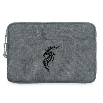 Fantasy Drache Line Art – Tribal Tattoo Stil - Laptoptasche 13" - Grau meliert - Vorne