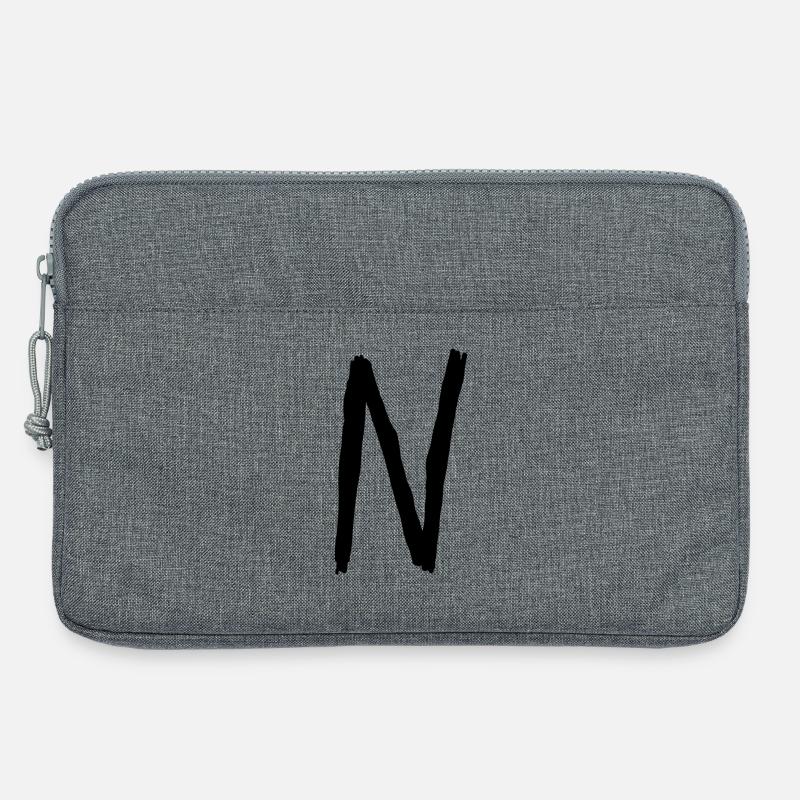 Buchstaben N - Laptoptasche 13" - Grau meliert
