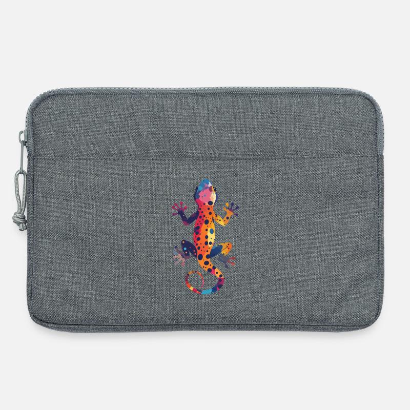 Gecko Farbenspiel Spritzer bunte Eidechse Kunst - Laptoptasche 13" - Grau meliert