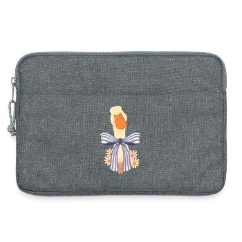 Pastellgans mit Schleife und Blumen - Laptoptasche 13" - Grau meliert - Vorne