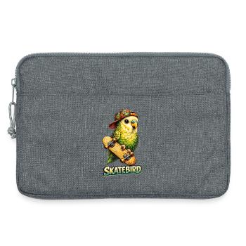 Skatebird – Tropischer Papagei mit Skateboard & Ca - Laptoptasche 13" - Grau meliert - Vorne