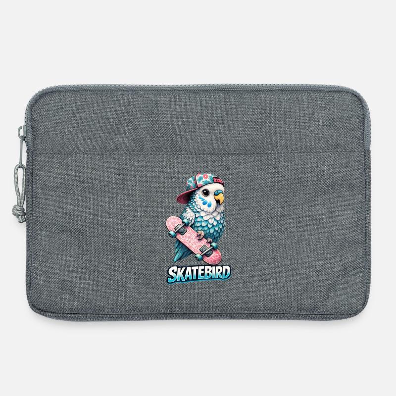 Blauer Skatebird – Coole Papagei-Illustration mit  - Laptoptasche 13" - Grau meliert