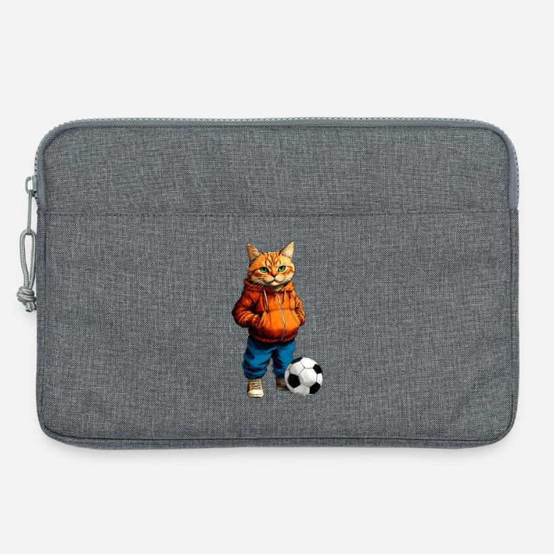 Fussballer Katze - Laptoptasche 13" - Grau meliert