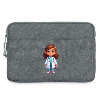 Petit Docteur avec stéthoscope et blouse – Médecine - Sacoche pour ordinateur portable 13 pouces - gris chiné - Devant