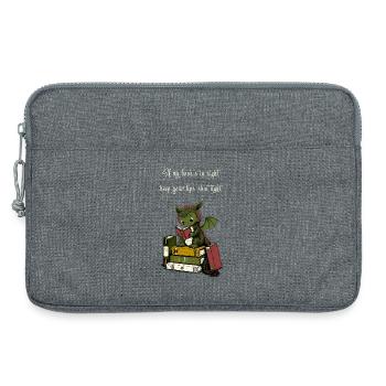 Drachenleser im Bücherstapel - Laptoptasche 13" - Grau meliert - Vorne
