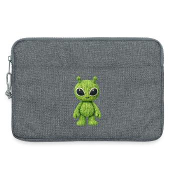 Grüner Alien in Strickoptik - Laptoptasche 13" - Grau meliert - Vorne