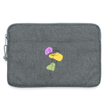 Fleur au trait linéaire avec des formes pastel - Sacoche pour ordinateur portable 13 pouces - gris chiné - Devant