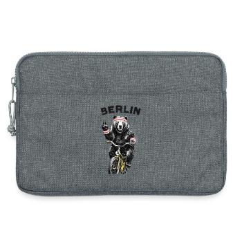Berlin Bear à vélo - Sacoche pour ordinateur portable 13 pouces - gris chiné - Devant