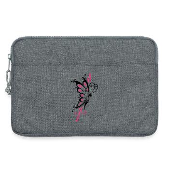 Papillon filigrané, ailes, tatouage tribal - Sacoche pour ordinateur portable 13 pouces - gris chiné - Devant