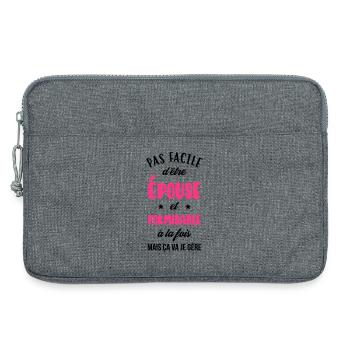 Epouse - Mariée - Mariage - Couple - Amour - Laptop bag 13" - heather grey - Front
