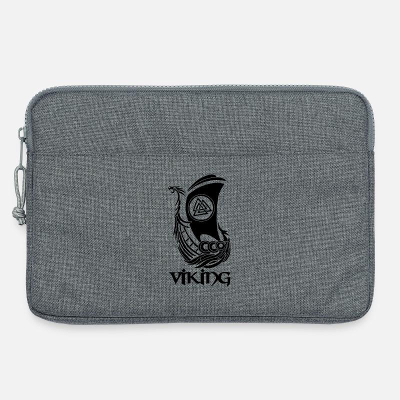 Wikingersymbol eines schwarzen Drakkar - Laptoptasche 13" - Grau meliert