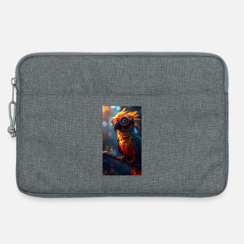 Bunter Papagei mit Steampunk Brille - Laptoptasche 13" - Grau meliert