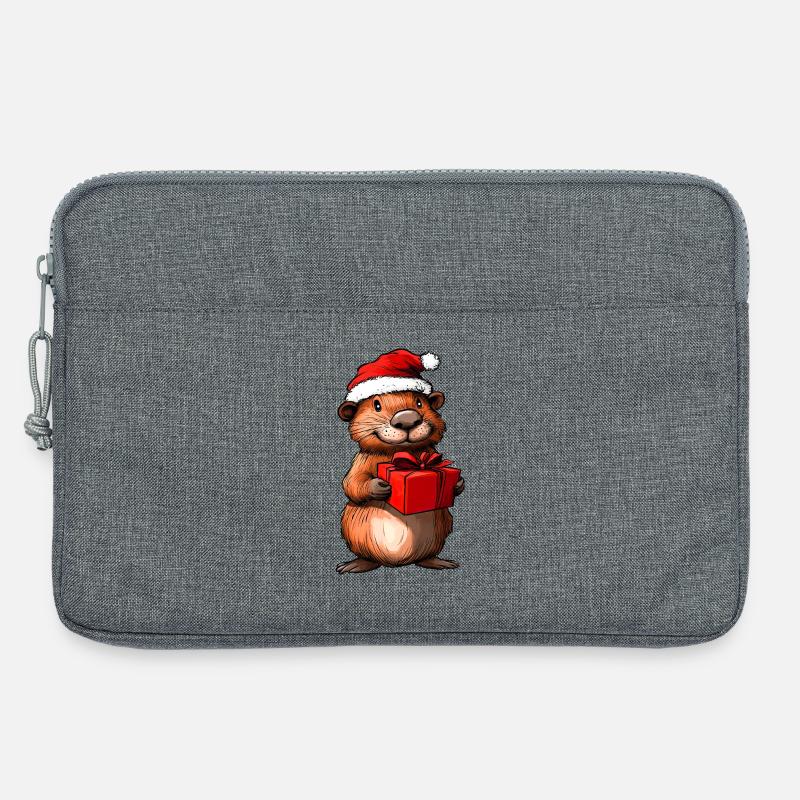 Biber Weihnachten / Weihnachtsmann Biber - Laptoptasche 13" - Grau meliert