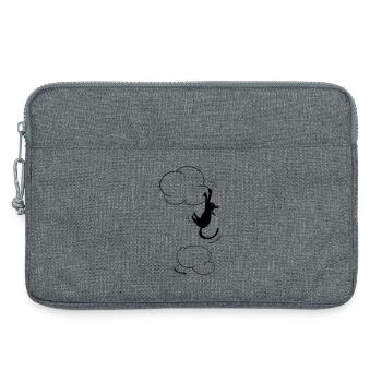 Black Cat hanging on a Cloud.  - Laptop bag 13" - heather grey - Front
