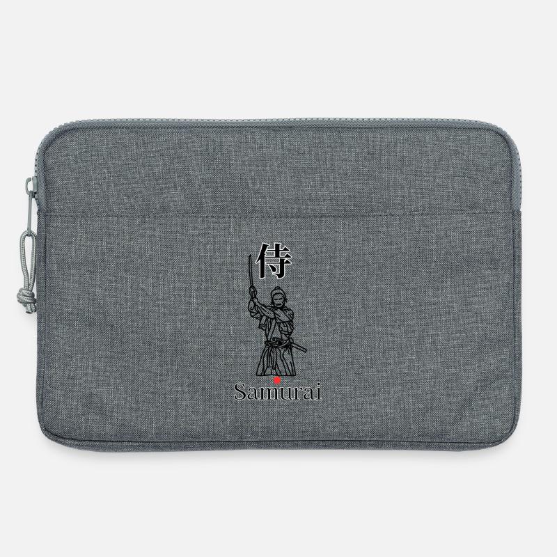 Samurai Symbol Minimal Schwarz Weiß Rot - Laptoptasche 13" - Grau meliert