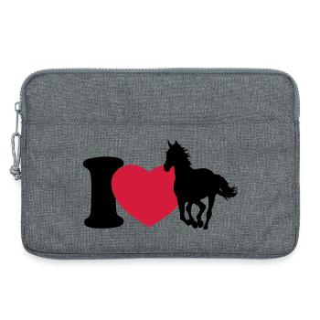 I love horses - J'adore les chevaux - Sacoche pour ordinateur portable 13 pouces - gris chiné - Devant