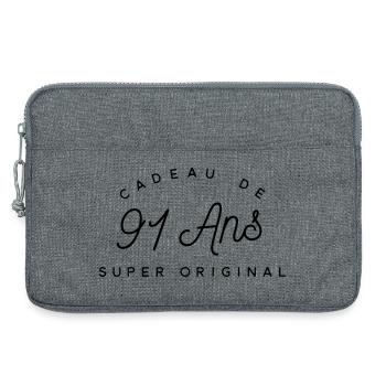 Cadeau 91 ans  - Sacoche pour ordinateur portable 13 pouces - gris chiné - Devant