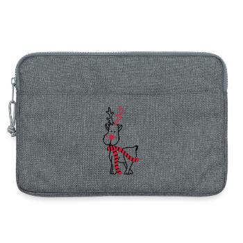 Rentier mit Schal - Laptoptasche 13" - Grau meliert - Vorne