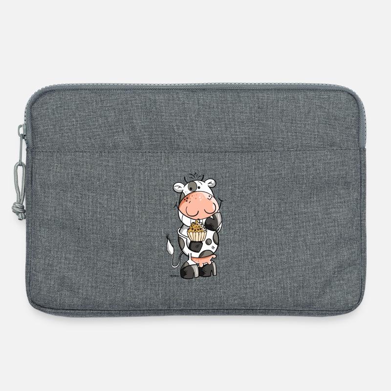 Kuh mit Muffin - Laptoptasche 13" - Grau meliert