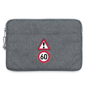 60th birthday, attention 60 ... + - Laptop bag 13" - heather grey - Front