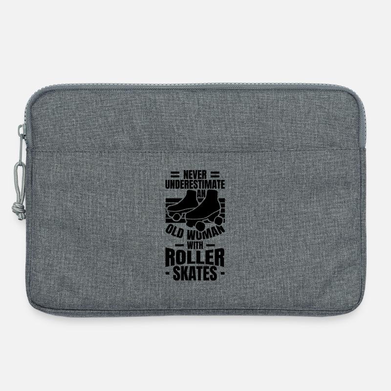 Rollschuhfahrer Oma - Laptoptasche 13" - Grau meliert