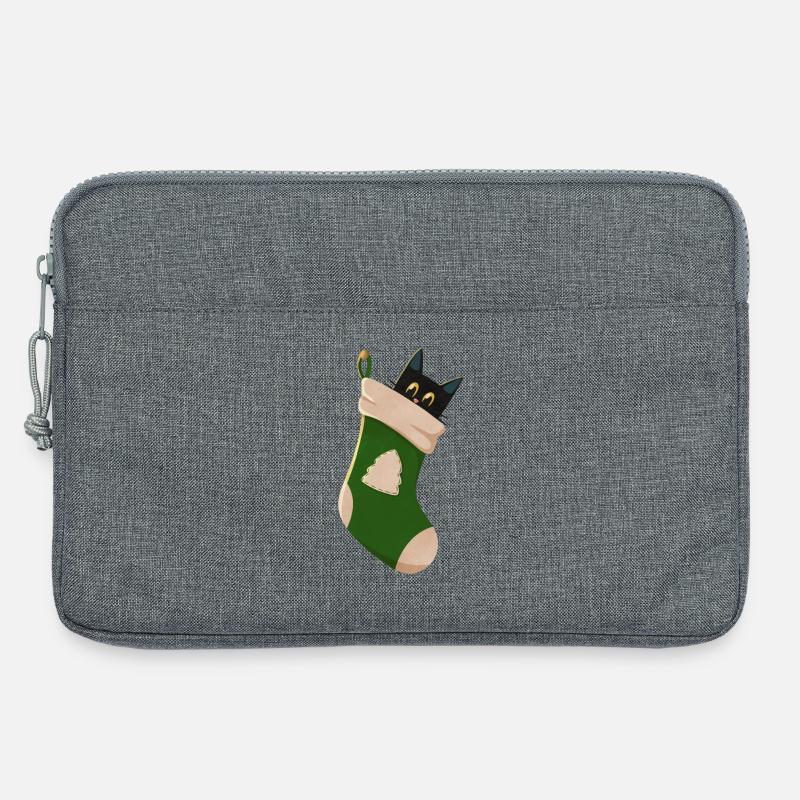 Katze in grünem Stiefel - Laptoptasche 13" - Grau meliert
