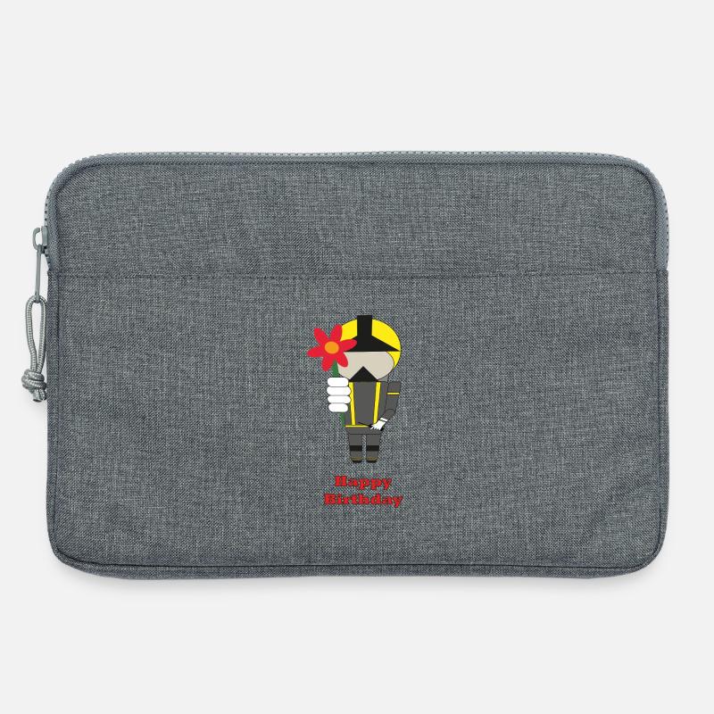 Happy Birthday - mit Blumen - Feuerwehr - Laptoptasche 13" - Grau meliert