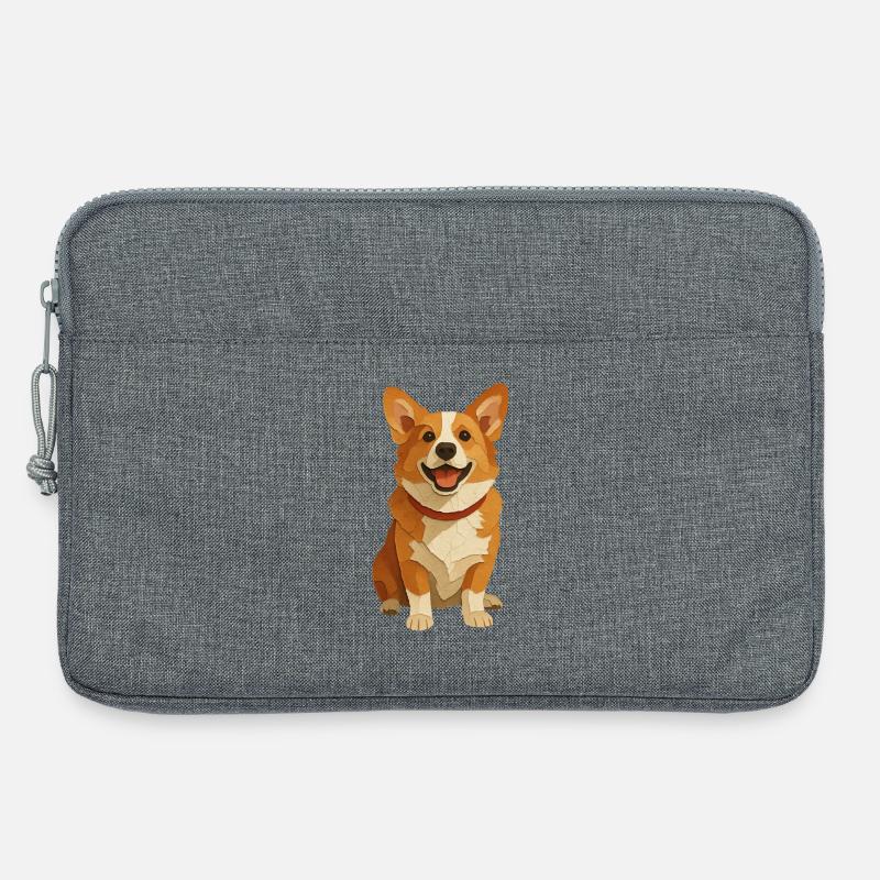 Corgi-Papier-Collage-Porträt - Laptoptasche 13" - Grau meliert