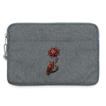 Hibou luminescent et fleur de feu - Sacoche pour ordinateur portable 13 pouces - gris chiné - Devant