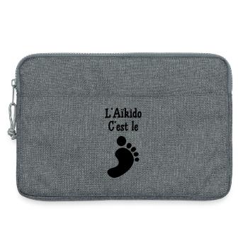Aikido ist der Fuß! - Laptoptasche 13" - Grau meliert - Vorne