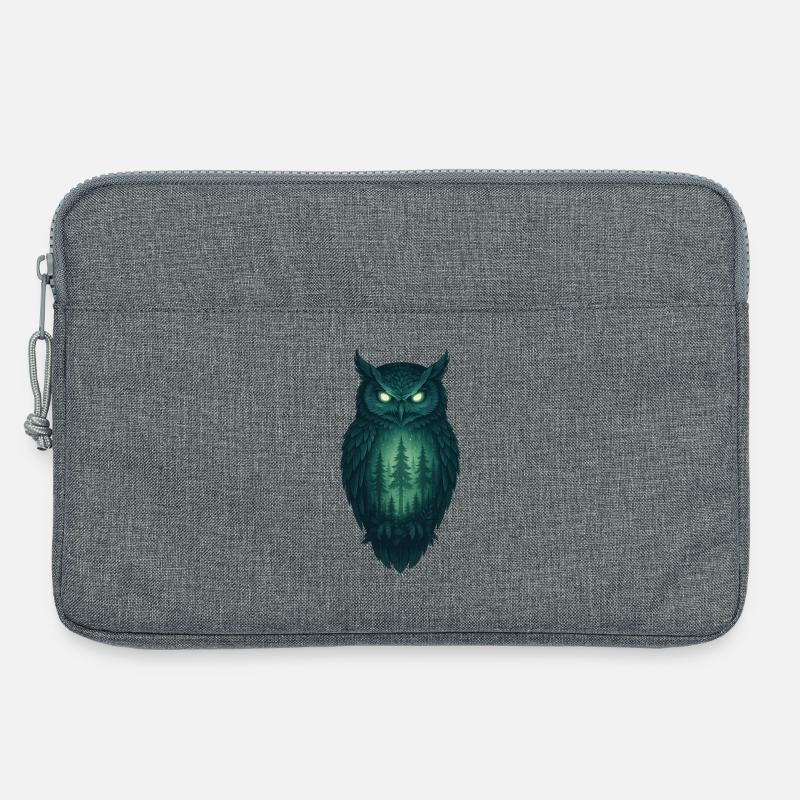 Eule im Wald bei Nacht - Laptoptasche 13" - Grau meliert