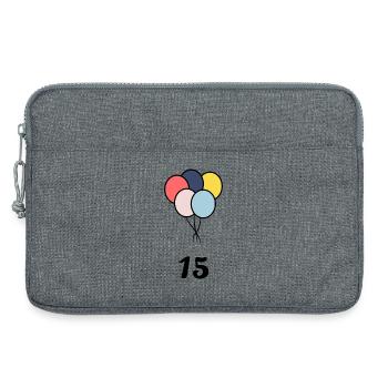 15. 15 ANS. 15e ANNIVERSAIRE. ANNIVERSAIRE 15 ANS. - Sacoche pour ordinateur portable 13 pouces - gris chiné - Devant