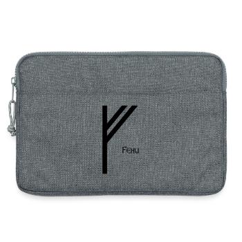 Rune Fehu avec Nom Noir – Viking Futhark - Sacoche pour ordinateur portable 13 pouces - gris chiné - Devant