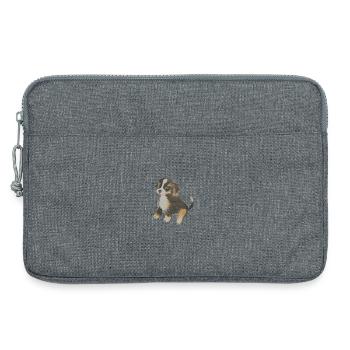 Dessin mignon de chiot de chien de montagne bernois - Sacoche pour ordinateur portable 13 pouces - gris chiné - Devant