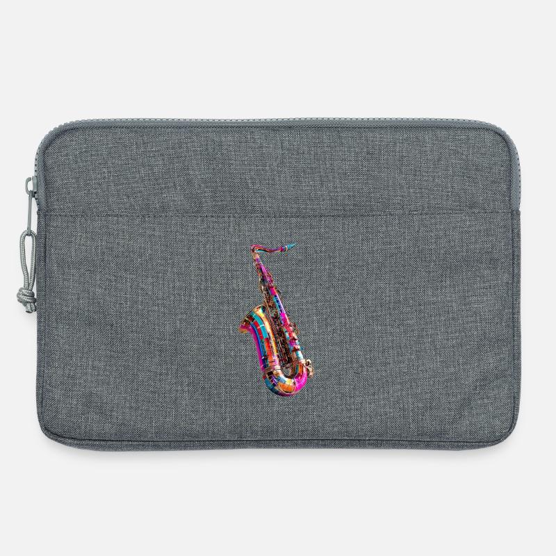 Kunterbuntes Saxophondesign - Laptoptasche 13" - Grau meliert